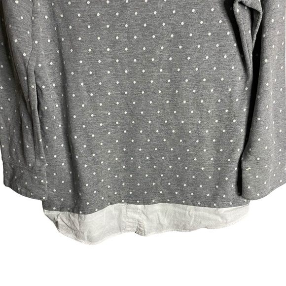 Ann Taylor Loft Petites Women's Gray Polka Dot Top - Picture 3 of 6